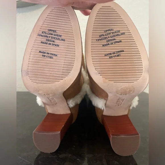 NWOB LAUREN Ralph Lauren Brown Suede Knee-High Boots w/Cream Shearling Trim 5.5B - Picture 8 of 11